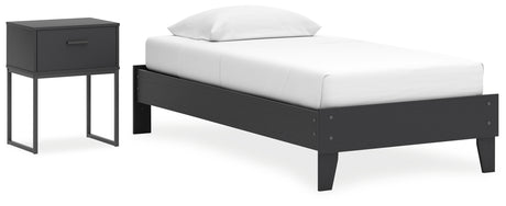 Socalle Twin Platform Bed with Nightstand in Black from Ashley - Luna Furniture