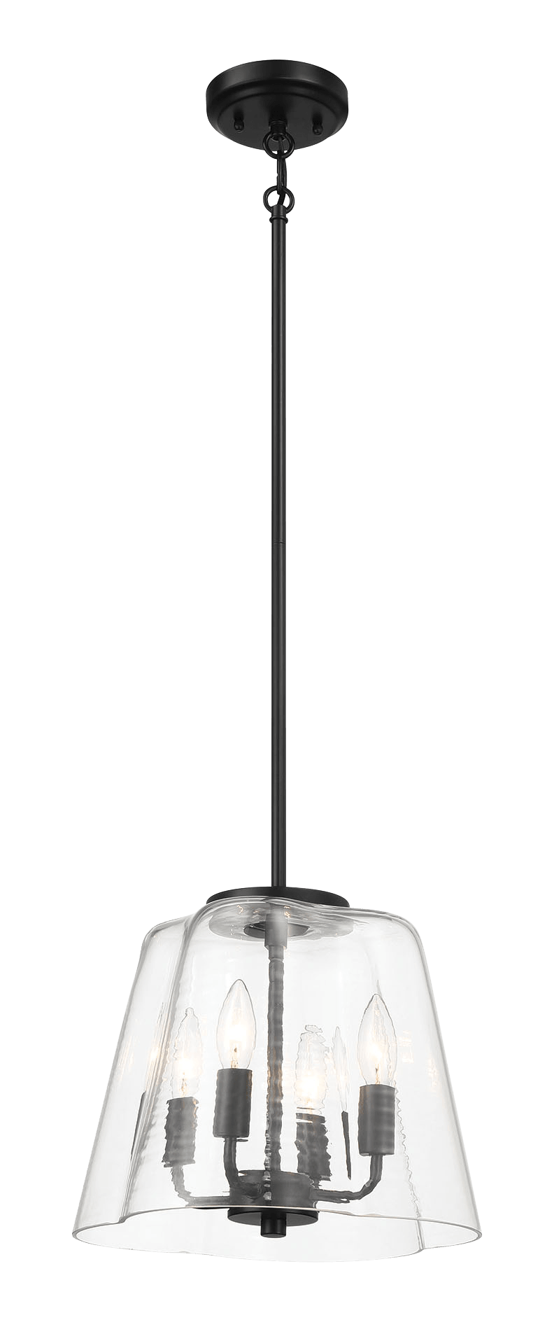 Soiree Four Candle Lights Pendant With Clear Glass - Black Finish - PNL03901201