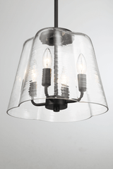 Soiree Four Candle Lights Pendant With Clear Glass - Black Finish - PNL03901201