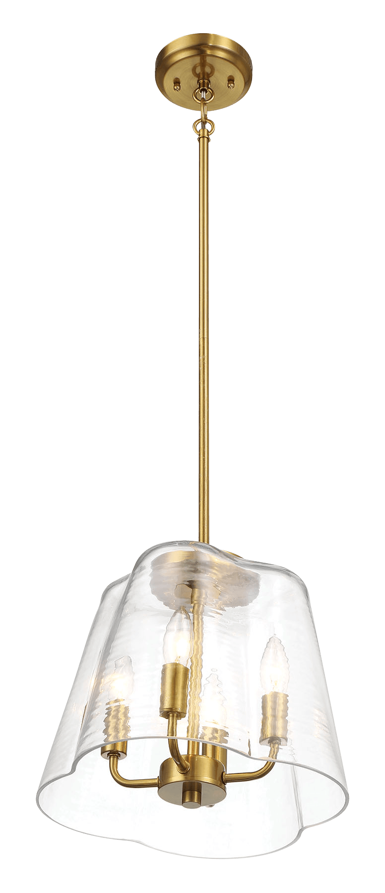 Soiree Four Candle Lights Pendant With Clear Glass - Satin Brass - PNL03901202