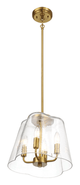 Soiree Four Candle Lights Pendant With Clear Glass - Satin Brass - PNL03901202