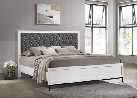 Sonora California King Upholstered Panel Bed White from Coaster - Luna Furniture