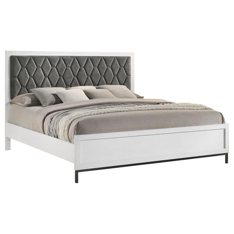 Sonora California King Upholstered Panel Bed White from Coaster - Luna Furniture