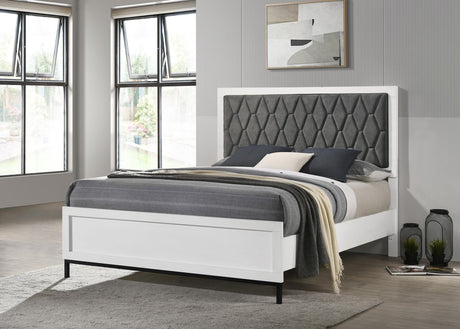 Sonora Queen Upholstered Panel Bed White from Coaster - Luna Furniture