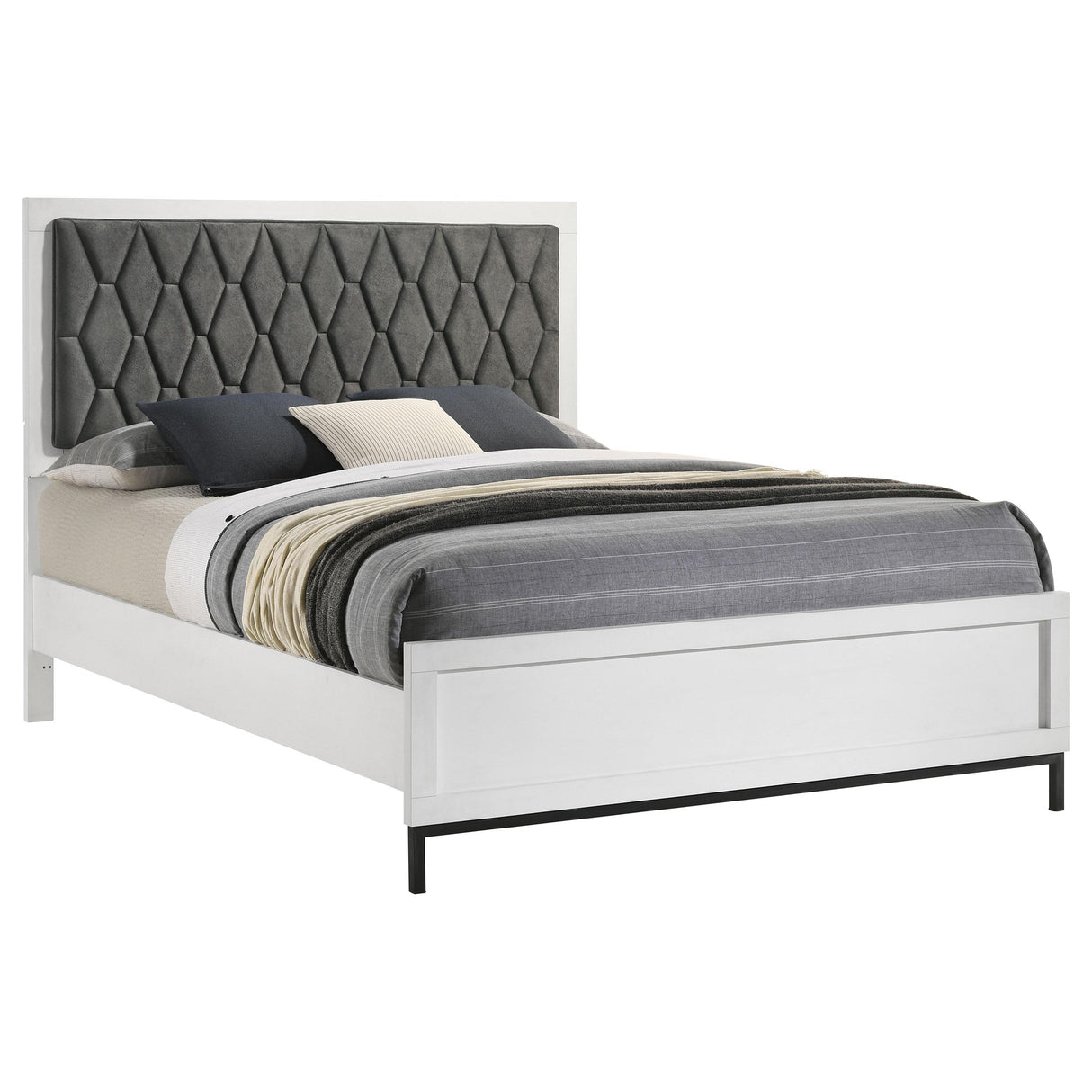 Sonora Queen Upholstered Panel Bed White from Coaster - Luna Furniture