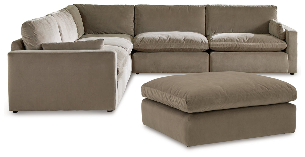 Sophie 5-Piece Sectional with Ottoman in Cocoa - PKG016445