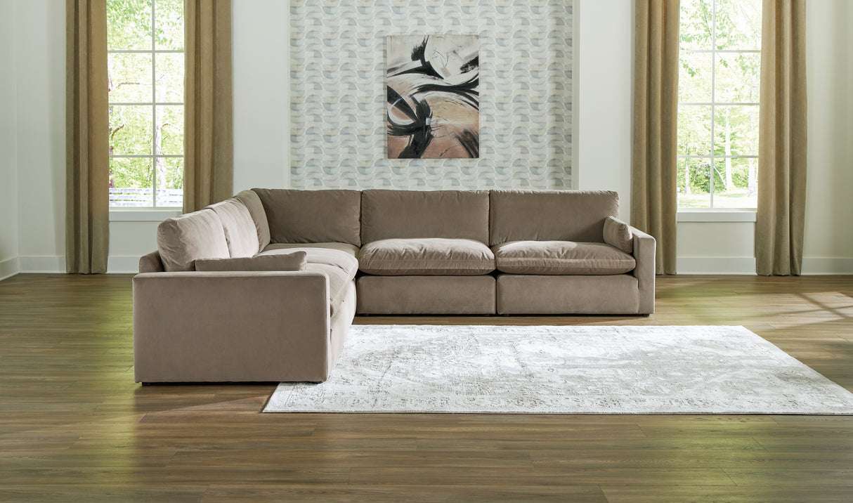 Sophie 5-Piece Sectional with Ottoman in Cocoa - PKG016445