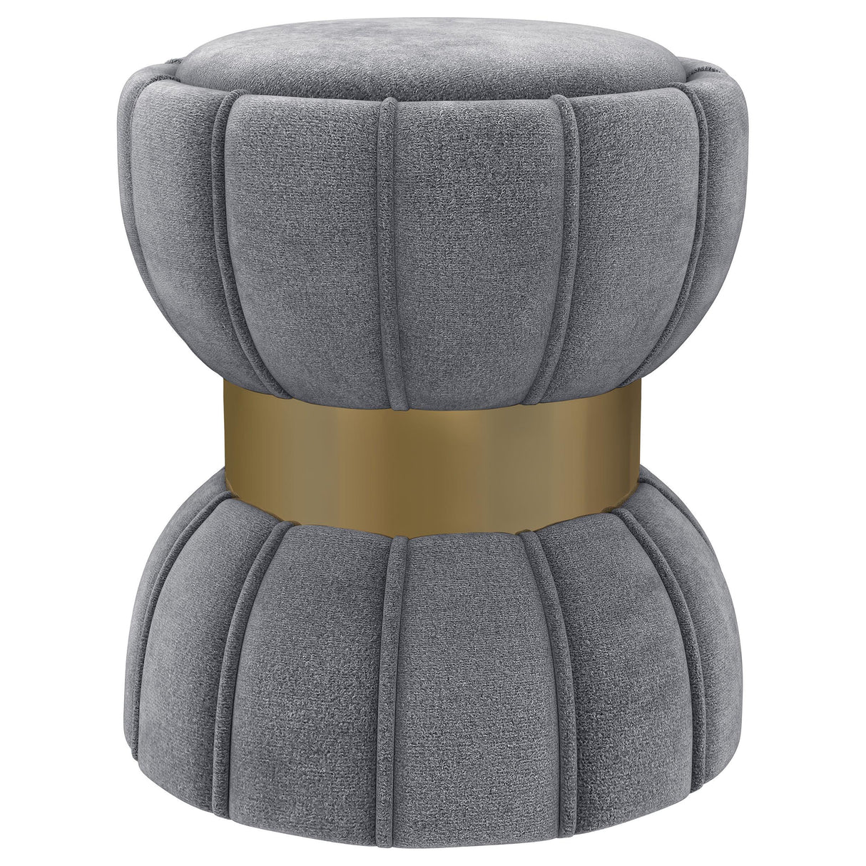 Sora Upholstered Round Ottoman Grey from Coaster - Luna Furniture