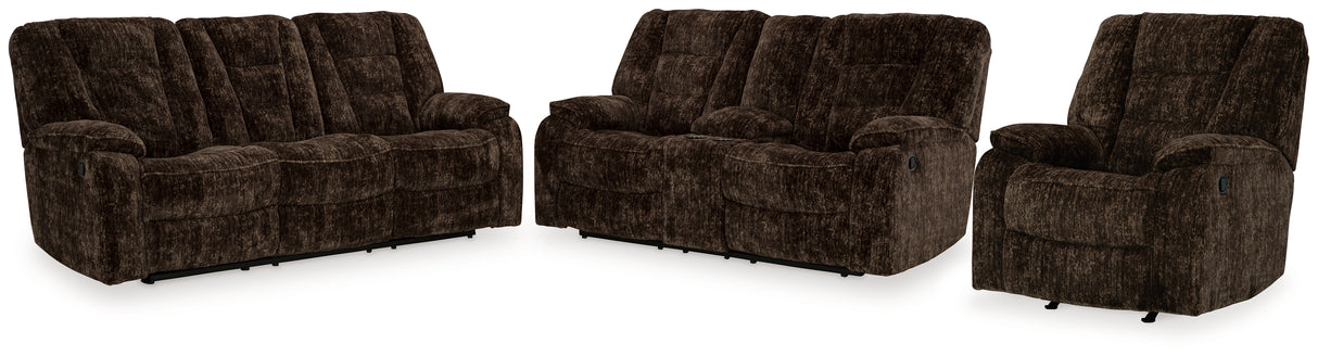 Soundwave Sofa, Loveseat and Recliner in Chocolate - PKG015549