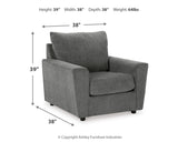 Stairatt Sofa, Loveseat, Chair and Ottoman in Gravel - PKG014497