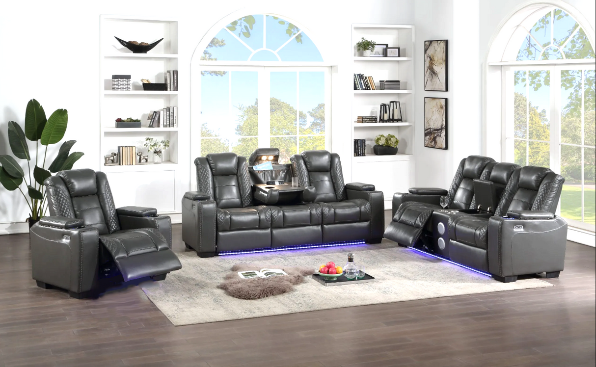 Stefano Gray 3-Piece Reclining Set from Happy Homes - Luna Furniture