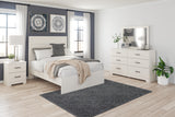 Stelsie Full Panel Bed with Mirrored Dresser and Nightstand in White - PKG018454