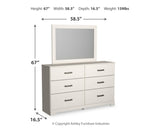 Stelsie King Panel Bed with Mirrored Dresser in White - PKG018457