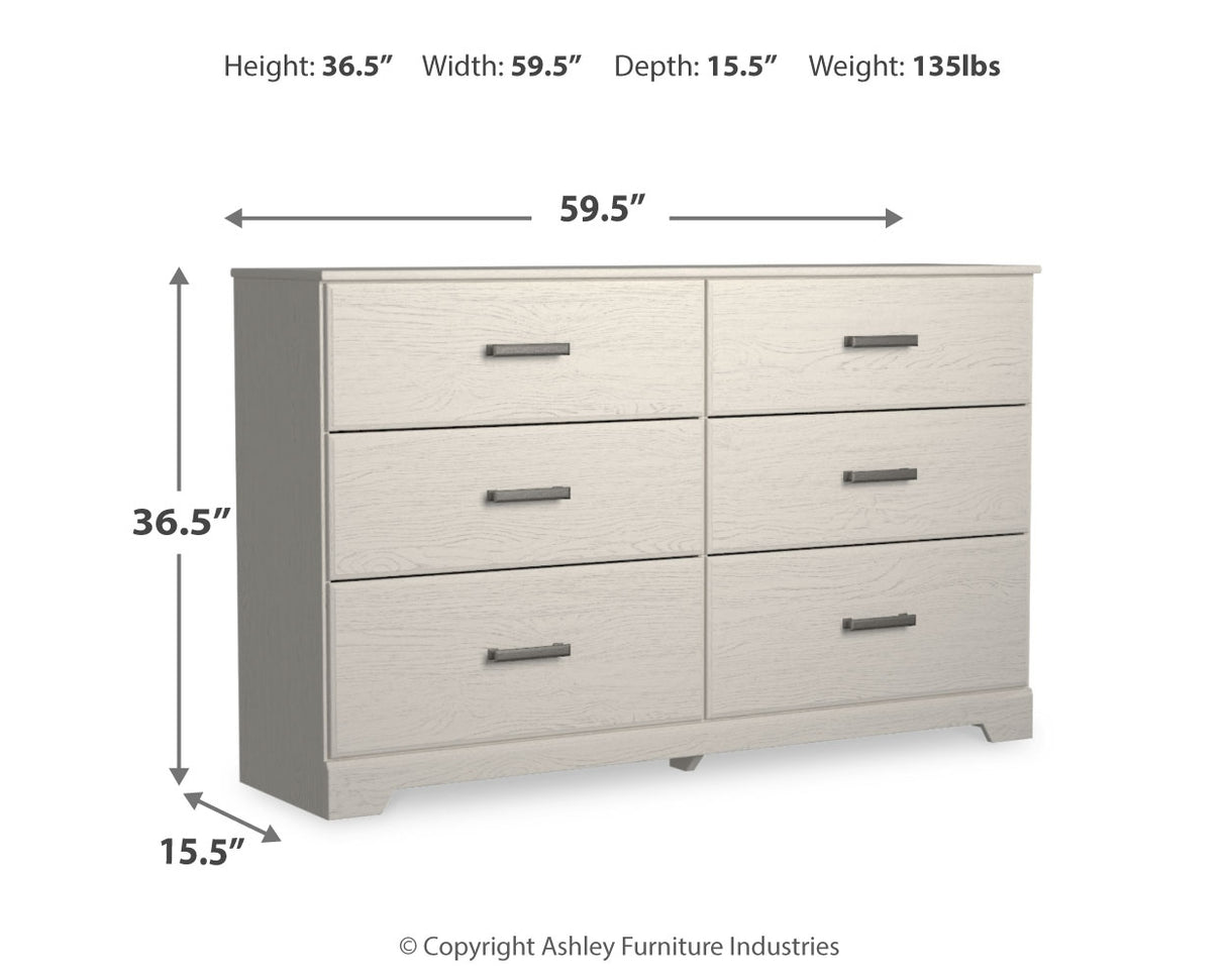 Stelsie Twin Panel Bed with Dresser in White - PKG016239