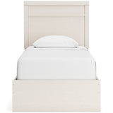 Stelsie Twin Panel Bed with Mirrored Dresser and 2 Nightstands in White - PKG015992