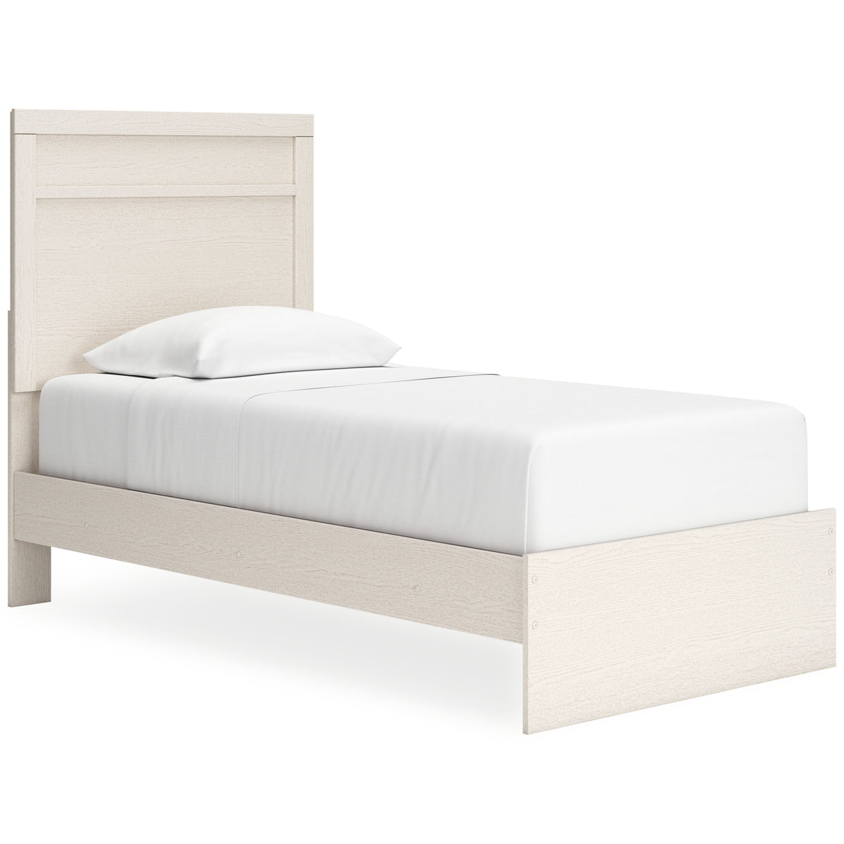 Stelsie Twin Panel Bed with Mirrored Dresser and 2 Nightstands in White - PKG015992