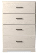 Stelsie Twin Panel Bed with Mirrored Dresser and Chest in White - PKG015995