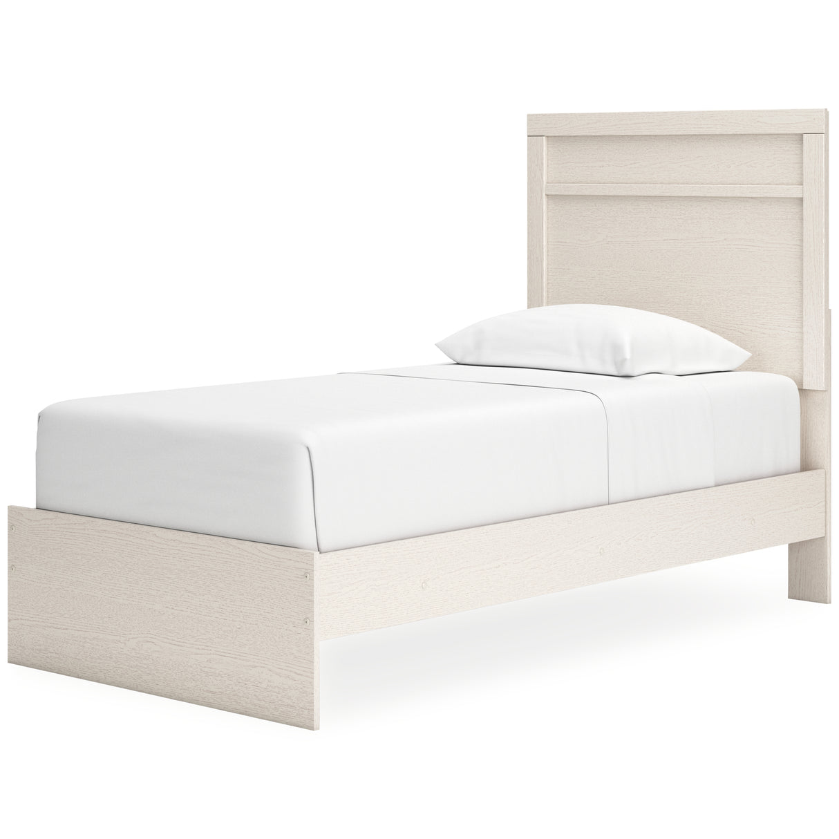 Stelsie Twin Panel Bed with Mirrored Dresser, Chest and 2 Nightstands in White from Ashley - Luna Furniture