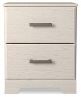 Stelsie Twin Panel Bed with Mirrored Dresser, Chest and Nightstand in White - PKG015996