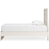 Stelsie Twin Panel Bed with Mirrored Dresser in White - PKG015991