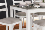 Stonehollow White/Gray Dining Table and Chairs with Bench (Set of 6) from Ashley - Luna Furniture