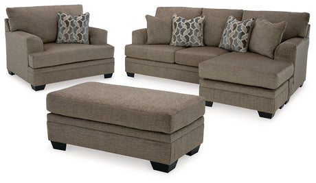 Stonemeade Sofa Chaise, Chair, and Ottoman in Nutmeg - PKG018541