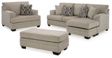 Stonemeade Sofa Chaise, Chair, and Ottoman in Taupe - PKG018537