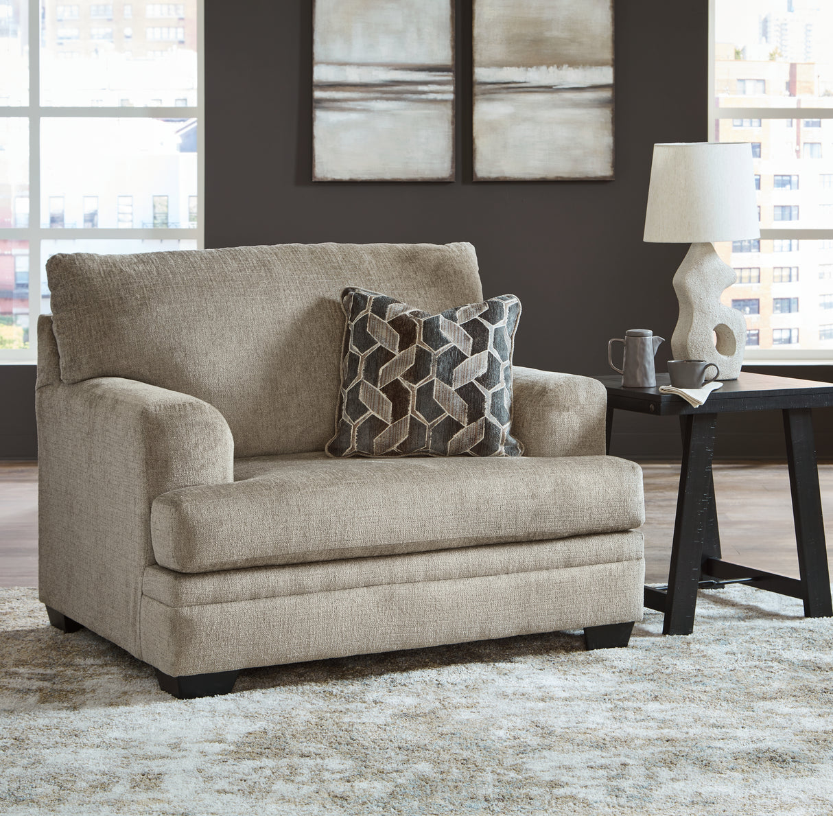 Stonemeade Sofa Chaise, Chair, and Ottoman in Taupe - PKG018537