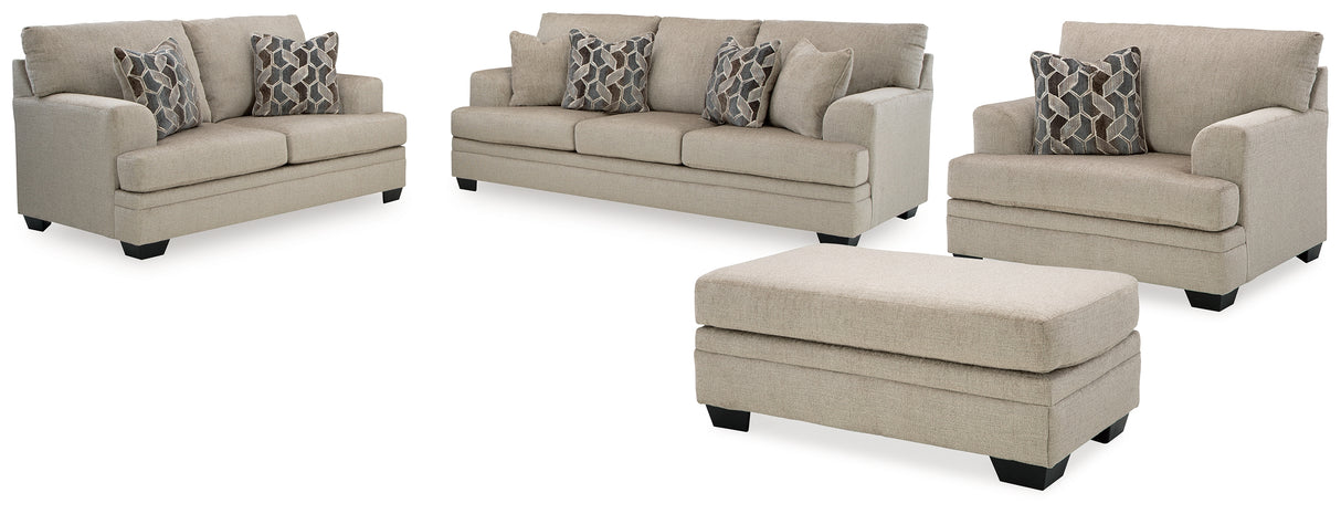 Stonemeade Sofa, Loveseat, Chair and Ottoman in Taupe from Ashley - Luna Furniture