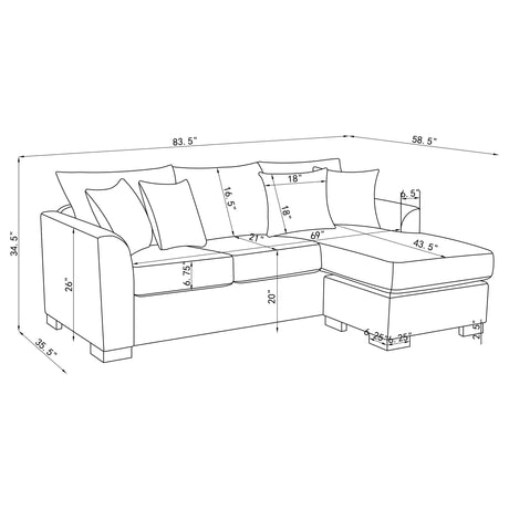 Storey Upholstered Sleeper Sectional Chaise Sofa Camel from Coaster - Luna Furniture