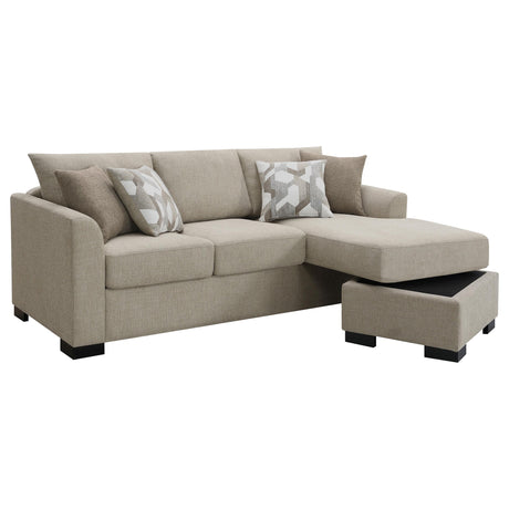 Storey Upholstered Sleeper Sectional Chaise Sofa Camel from Coaster - Luna Furniture