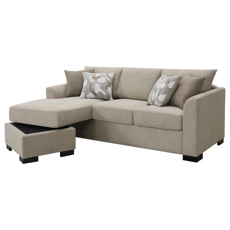 Storey Upholstered Sleeper Sectional Chaise Sofa Camel from Coaster - Luna Furniture