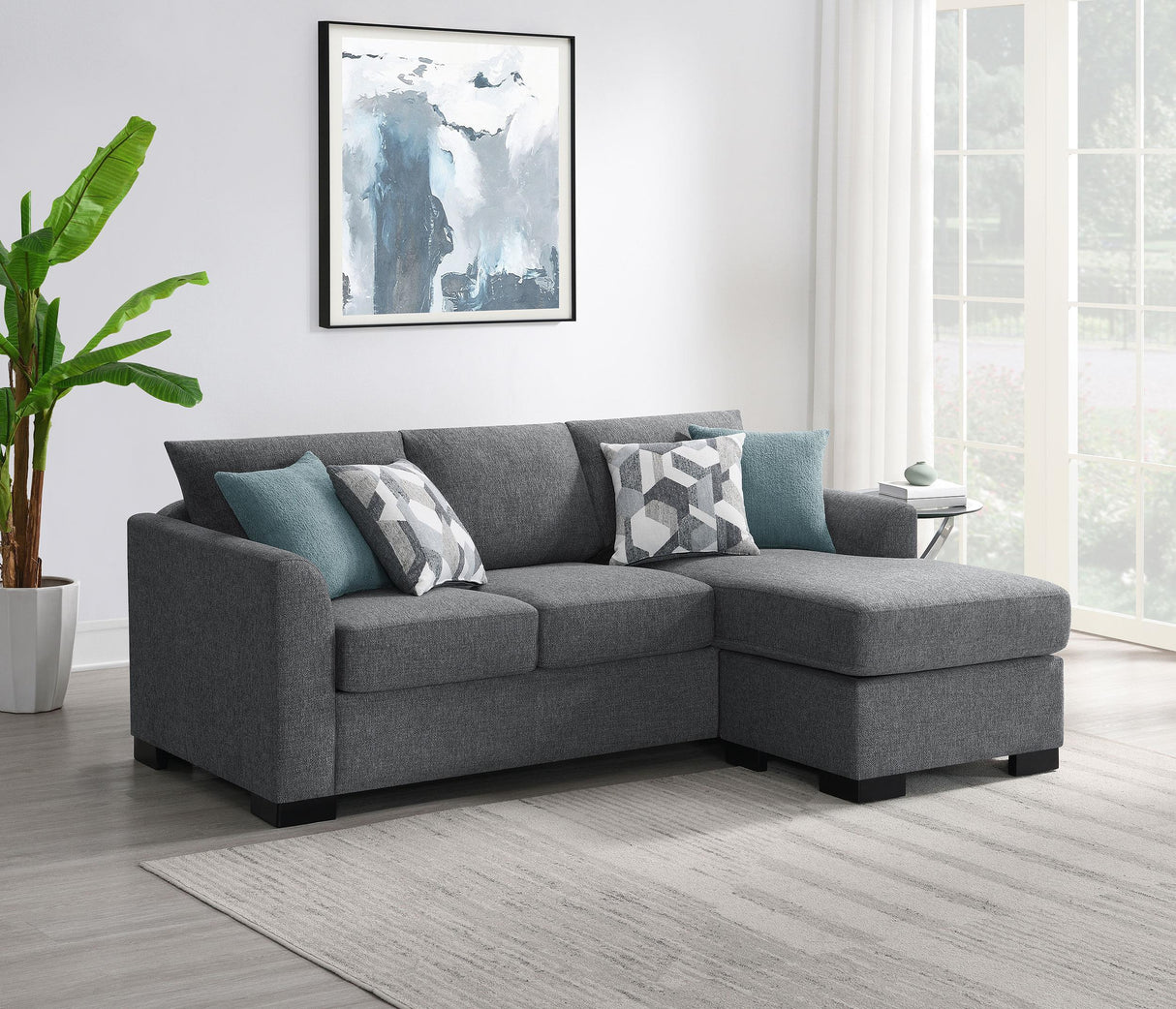 Storey Upholstered Sleeper Sectional Chaise Sofa Grey from Coaster - Luna Furniture