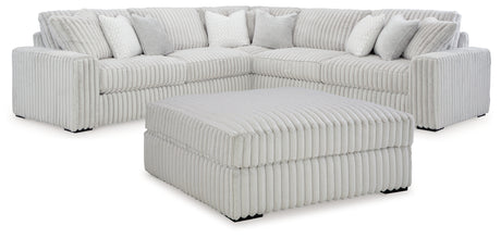 Stupendous 3-Piece Sectional with Ottoman in Alloy - PKG016459