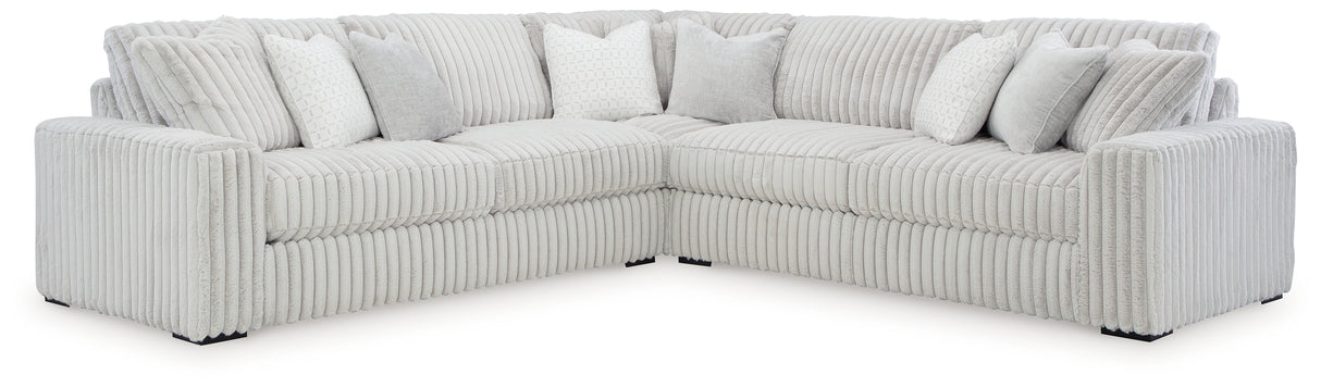 Stupendous 3-Piece Sectional with Ottoman in Alloy - PKG016459