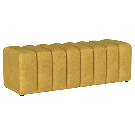 Summer Mustard Yellow Upholstered Channel Tufted Accent Bench from Coaster - Luna Furniture