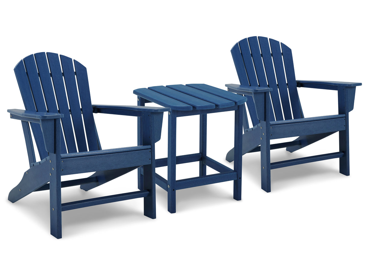 Sundown Treasure 2 Adirondack Chairs with End table in Blue from Ashley - Luna Furniture