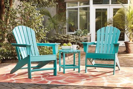 Sundown Treasure 2 Outdoor Chairs with End Table in Turquoise from Ashley - Luna Furniture