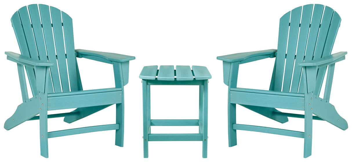 Sundown Treasure 2 Outdoor Chairs with End Table in Turquoise from Ashley - Luna Furniture