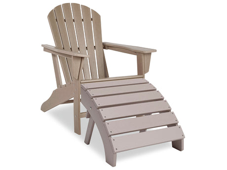 Sundown Treasure Outdoor Adirondack Chair and Ottoman in Driftwood - PKG013805