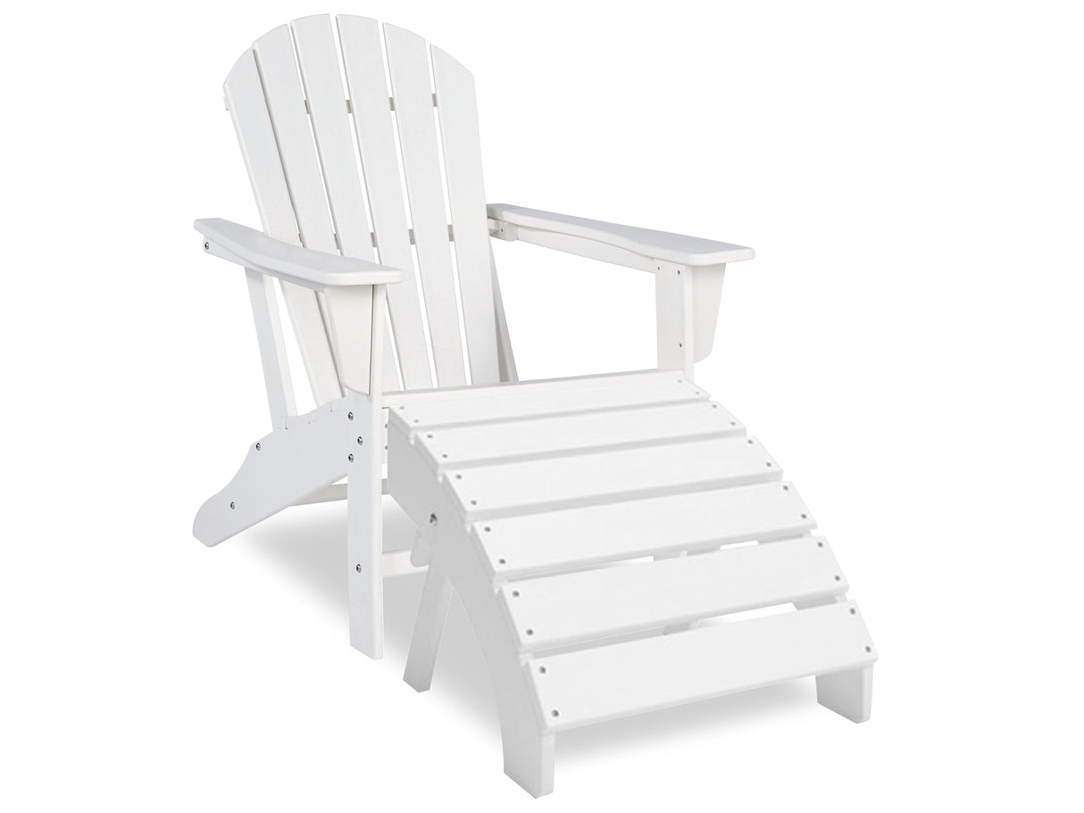 Sundown Treasure Outdoor Adirondack Chair and Ottoman in White - PKG013796