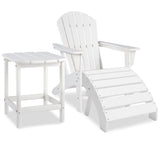 Sundown Treasure Outdoor Adirondack Chair and Ottoman with Side Table in White - PKG013797