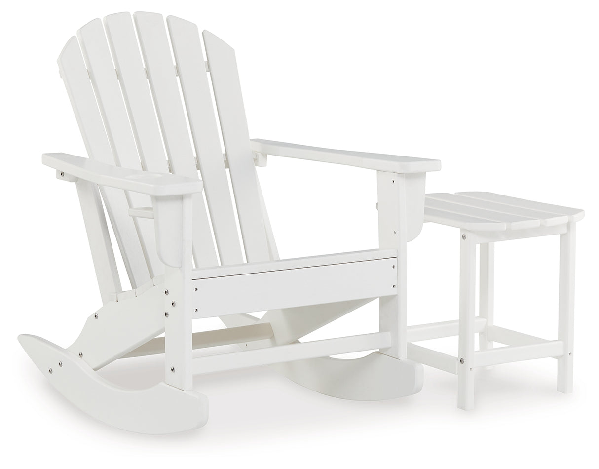 Sundown Treasure Outdoor Chair with End Table in White - PKG021088