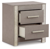 Surancha Full Panel Bed with Mirrored Dresser and 2 Nightstands in Gray - PKG015266