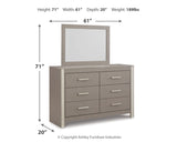 Surancha Full Panel Bed with Mirrored Dresser and Nightstand in Gray - PKG015268