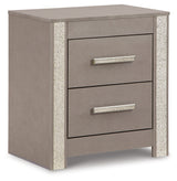 Surancha Full Panel Bed with Mirrored Dresser, Chest and 2 Nightstands in Gray - PKG015267