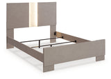 Surancha Full Panel Bed with Mirrored Dresser, Chest and Nightstand in Gray - PKG015270