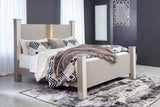 Surancha King Poster Bed with Mirrored Dresser and 2 Nightstands in Gray - PKG015260