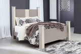 Surancha Queen Poster Bed with Mirrored Dresser and 2 Nightstands in Gray - PKG015248