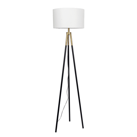 Sway Brassed Gold Floor Lamp with On/Off Switch Triple Legs White Fabric Shade - FLL03701901